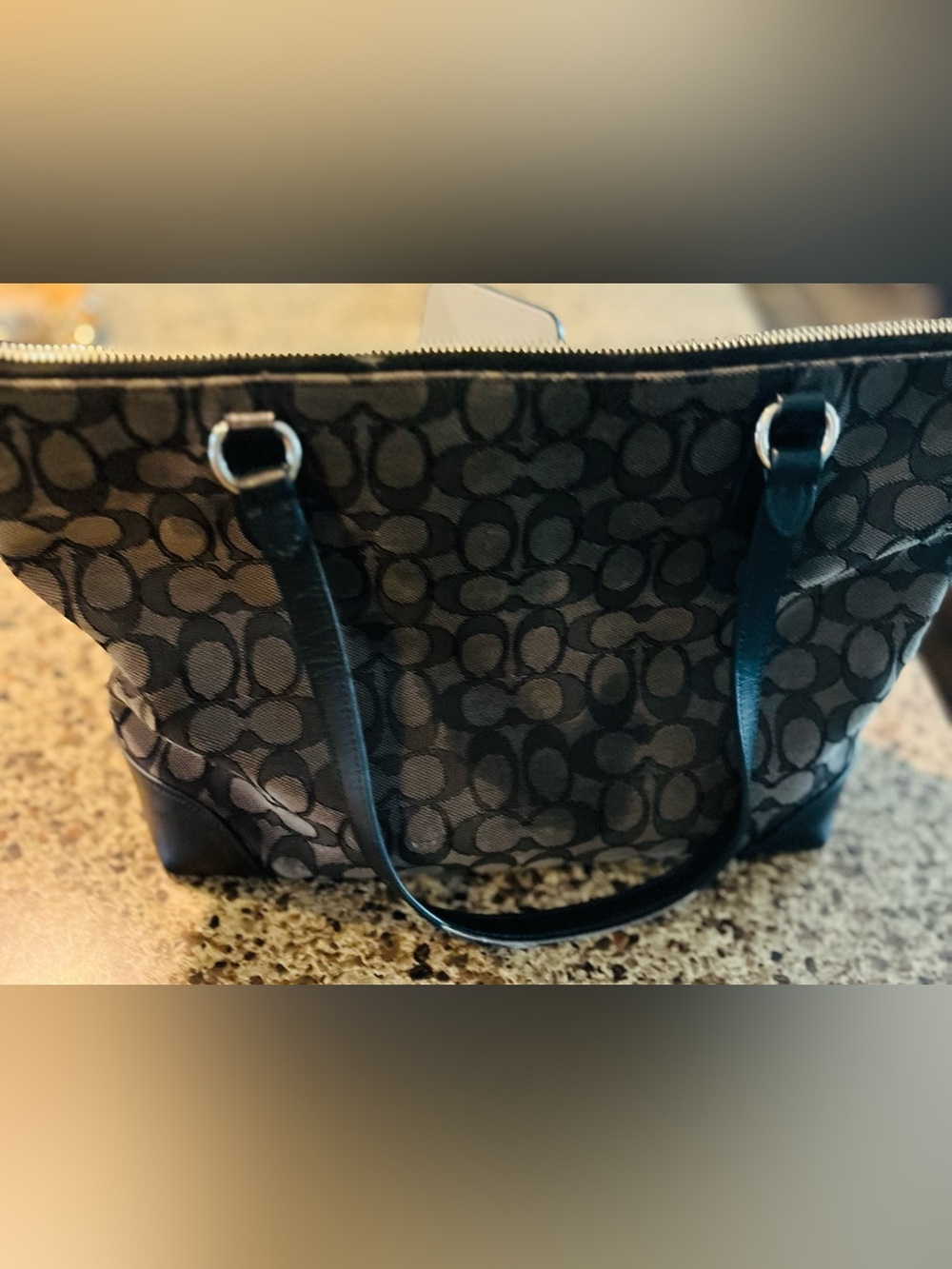 Coach Signature Canvas Tote in Black and Charcoal - Picture 2 of 10